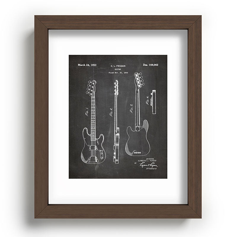 Bass Guitar Patent - Bass Guitarist Art - Black Chalkboard Framed Art Print Gallery Image 88