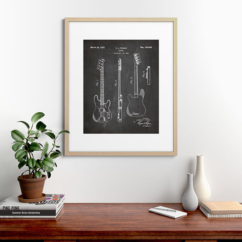 Bass Guitar Patent - Bass Guitarist Art - Black Chalkboard Framed Art Print Gallery Image 67