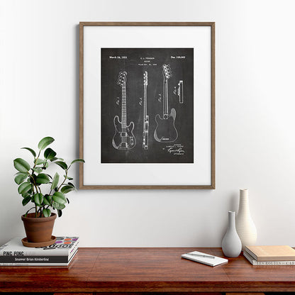 Bass Guitar Patent - Bass Guitarist Art - Black Chalkboard Framed Art Print Gallery Image 19