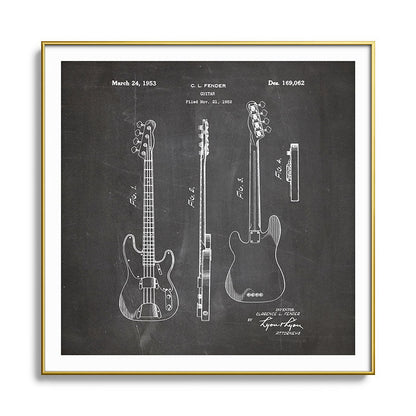 Bass Guitar Patent - Bass Guitarist Art - Black Chalkboard Framed Art Print Gallery Image 136