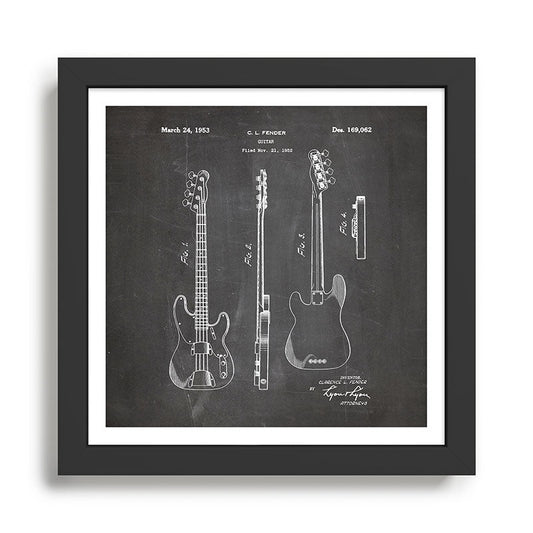 Bass Guitar Patent - Bass Guitarist Art - Black Chalkboard Framed Art Print Gallery Image 2