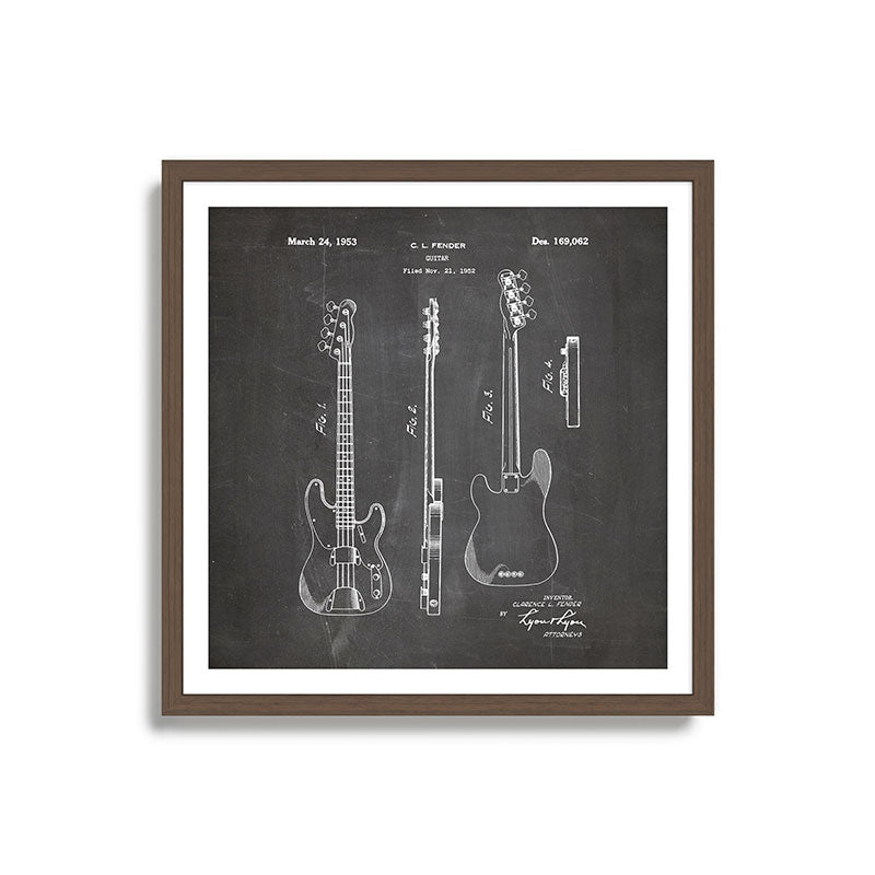 Bass Guitar Patent - Bass Guitarist Art - Black Chalkboard Framed Art Print Gallery Image 17