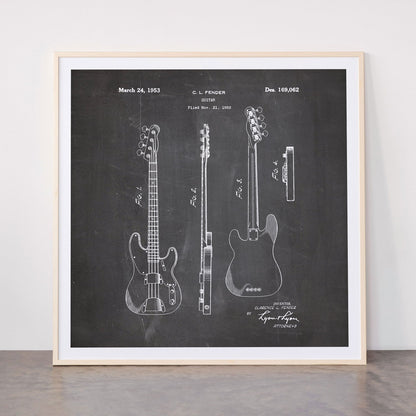 Bass Guitar Patent - Bass Guitarist Art - Black Chalkboard Framed Art Print Gallery Image 33