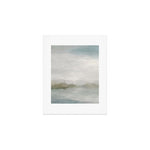 Break in the Weather III - Gray Clouds Sunrise Sage Green Blue Ocean Horizon Abstract Water Painting Art Print Gallery Image 1
