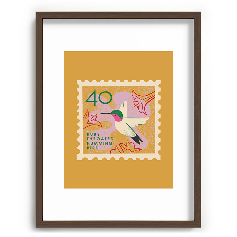 Hummingbird Postage Stamp Framed Art Print Gallery Image 92