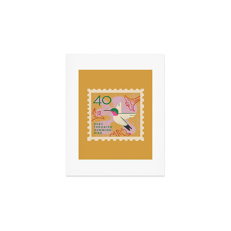 Hummingbird Postage Stamp Art Print Gallery Image 1