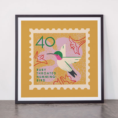 Hummingbird Postage Stamp Framed Art Print Gallery Image 55