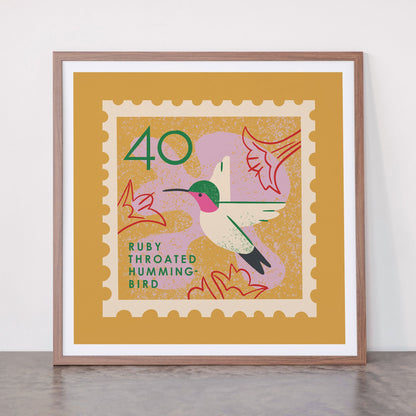 Hummingbird Postage Stamp Framed Art Print Gallery Image 66