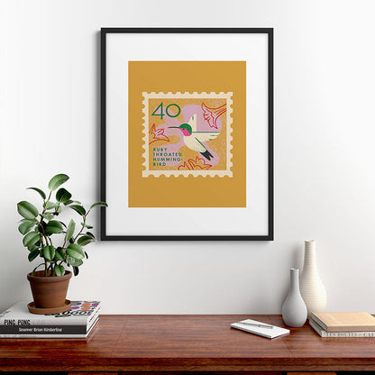 Hummingbird Postage Stamp Framed Art Print Gallery Image 9