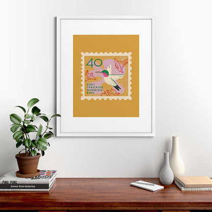 Hummingbird Postage Stamp Framed Art Print Gallery Image 76