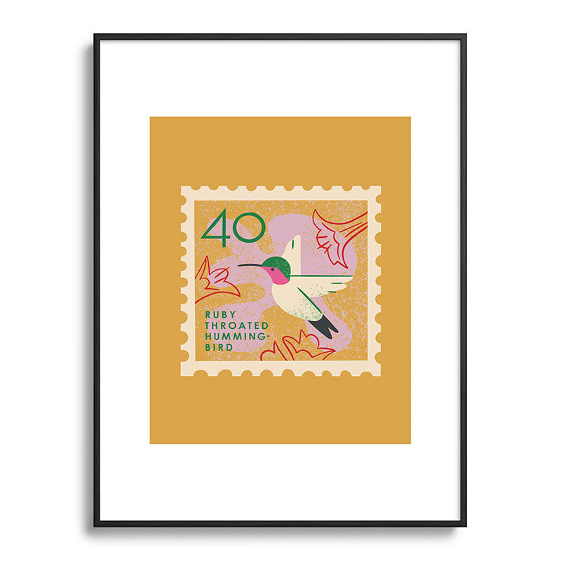 Hummingbird Postage Stamp Framed Art Print Gallery Image 115