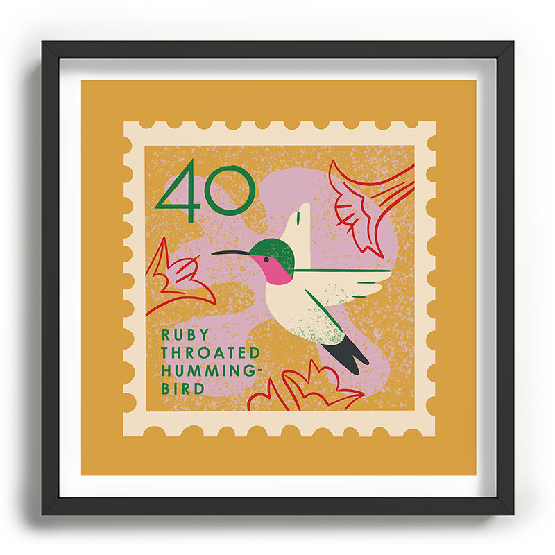 Hummingbird Postage Stamp Framed Art Print Gallery Image 93