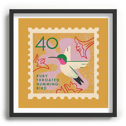 Hummingbird Postage Stamp Framed Art Print Gallery Image 93