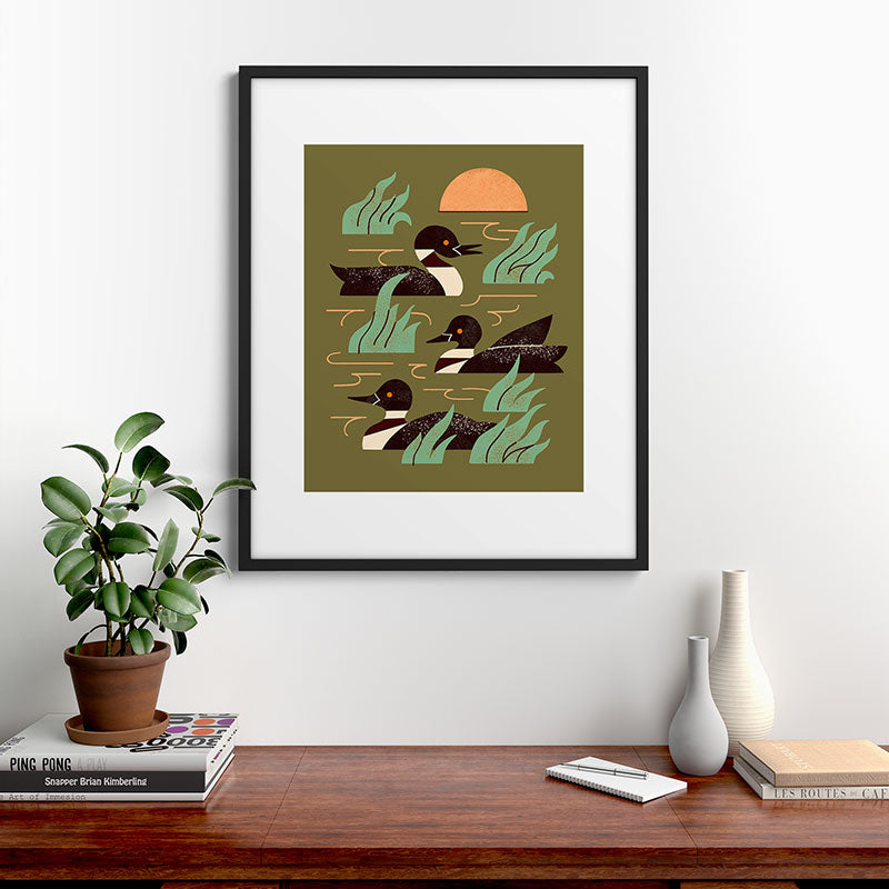 Loons At Dusk Framed Art Print Gallery Image 7