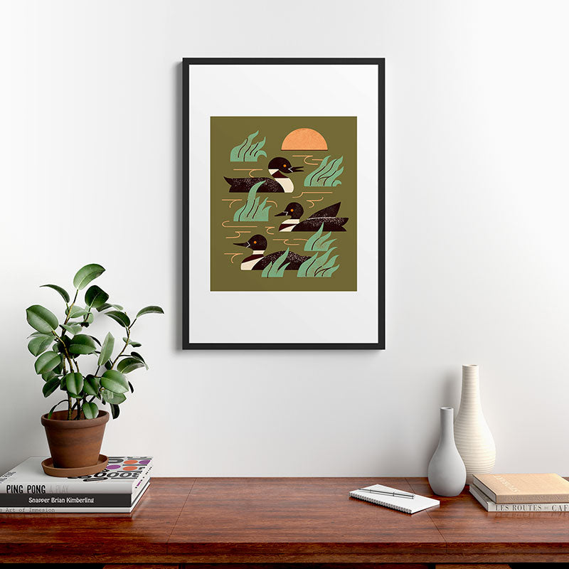 Loons At Dusk Framed Art Print Gallery Image 6