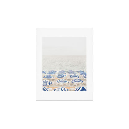 Blue Striped Umbrellas of the French Riviera | Nice, France beach photography Art Print Gallery Image 2