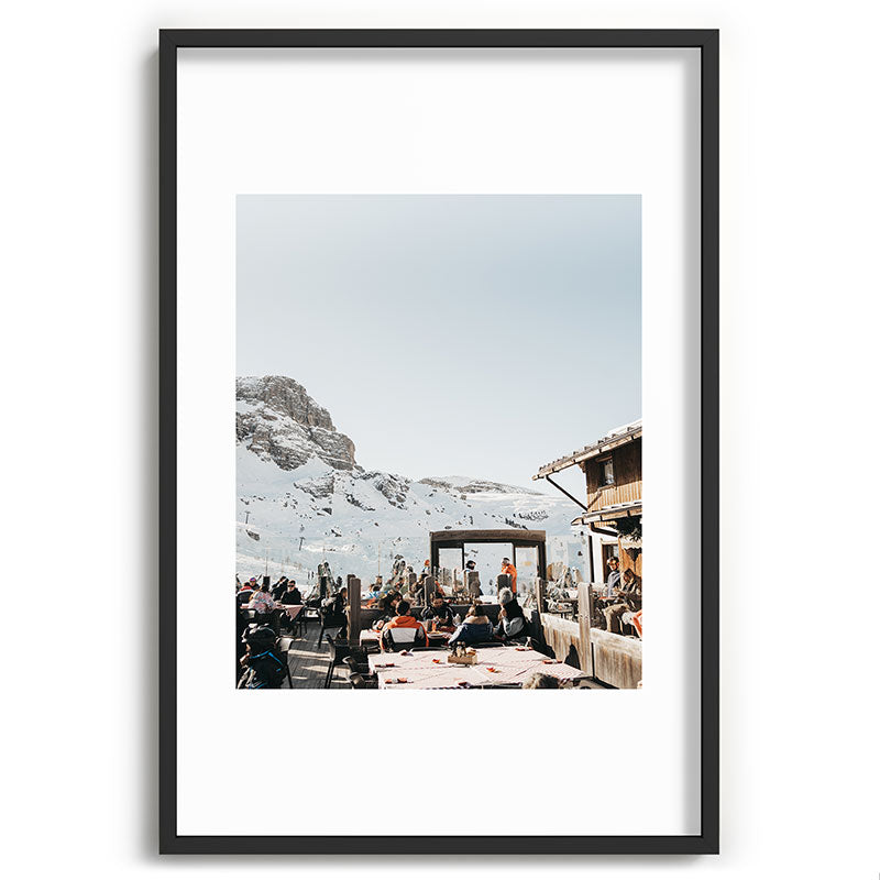 Dolomite Ski Resort | The definition of Mountaintop Après-ski definition | Norther Italy travel prints Framed Art Print Gallery Image 36