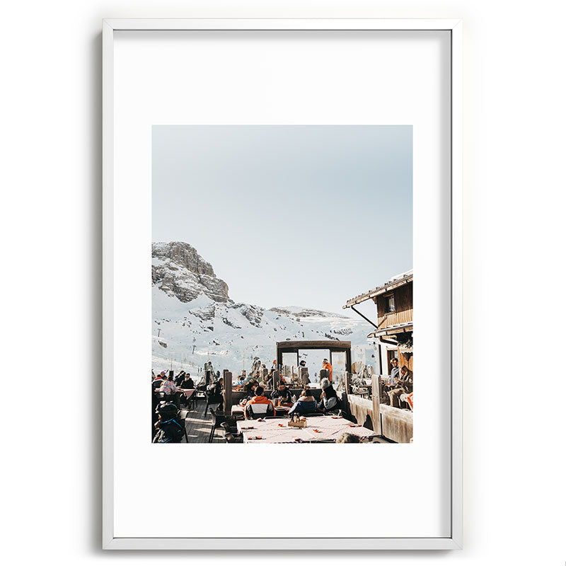 Dolomite Ski Resort | The definition of Mountaintop Après-ski definition | Norther Italy travel prints Framed Art Print Gallery Image 48