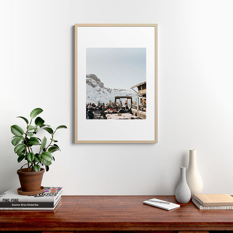 Dolomite Ski Resort | The definition of Mountaintop Après-ski definition | Norther Italy travel prints Framed Art Print Gallery Image 12