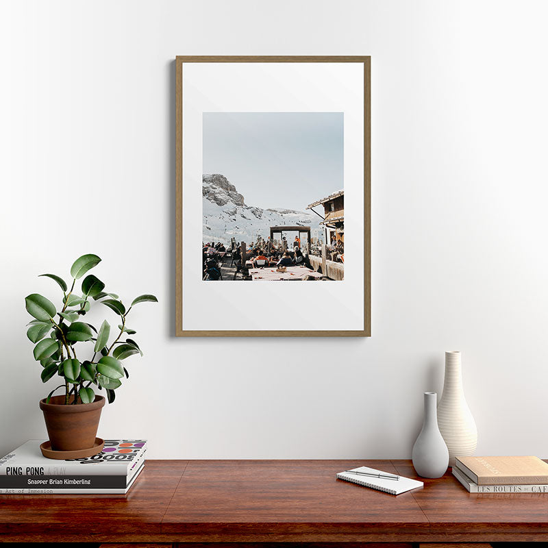 Dolomite Ski Resort | The definition of Mountaintop Après-ski definition | Norther Italy travel prints Framed Art Print Gallery Image 8