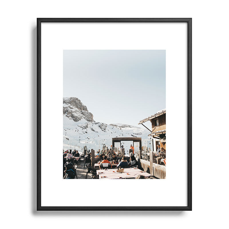 Dolomite Ski Resort | The definition of Mountaintop Après-ski definition | Norther Italy travel prints Framed Art Print Gallery Image 49