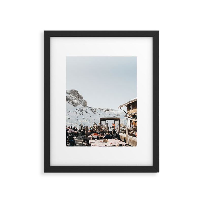 Dolomite Ski Resort | The definition of Mountaintop Après-ski definition | Norther Italy travel prints Framed Art Print Gallery Image 1