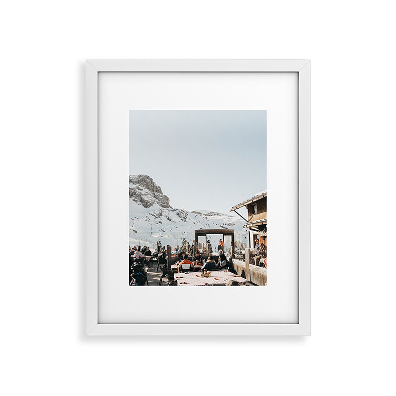 Dolomite Ski Resort | The definition of Mountaintop Après-ski definition | Norther Italy travel prints Framed Art Print Gallery Image 14