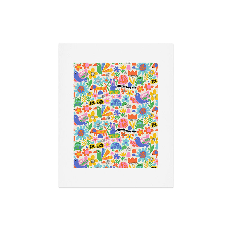 Playful Meadow Cute Animals with Motivational Affirmations - Bright Rainbow Art Print Gallery Image 4