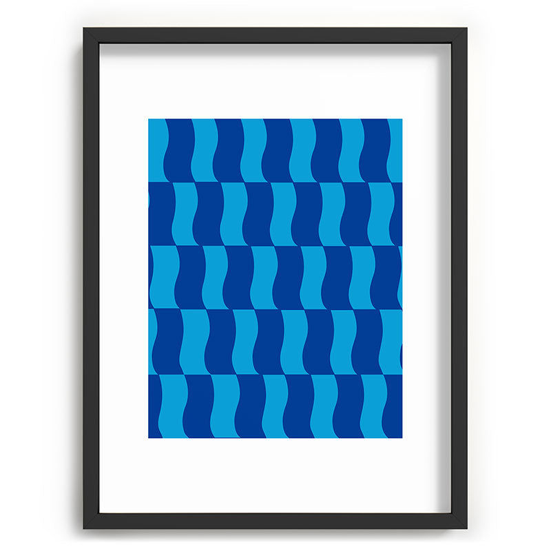 Cobalt Sky Wavy Blocks Framed Art Print Gallery Image 84