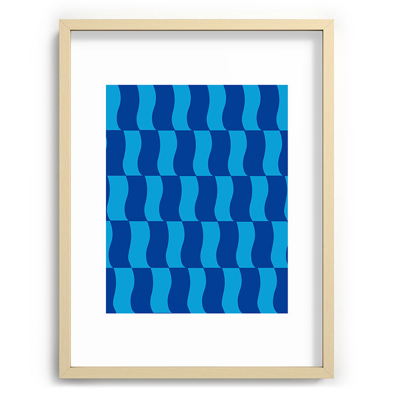 Cobalt Sky Wavy Blocks Framed Art Print Gallery Image 100