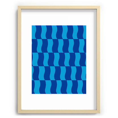 Cobalt Sky Wavy Blocks Framed Art Print Gallery Image 100