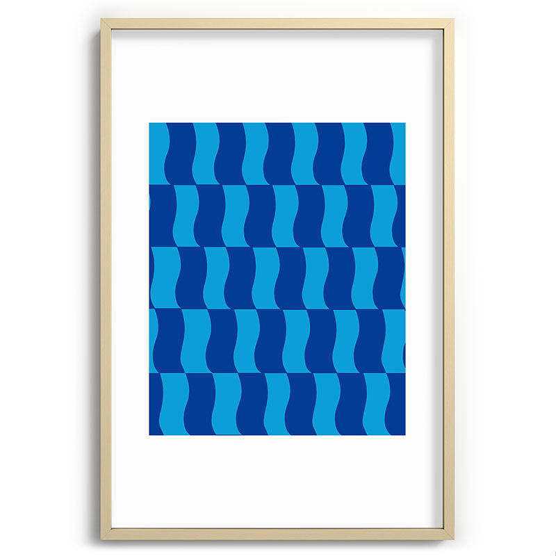 Cobalt Sky Wavy Blocks Framed Art Print Gallery Image 102