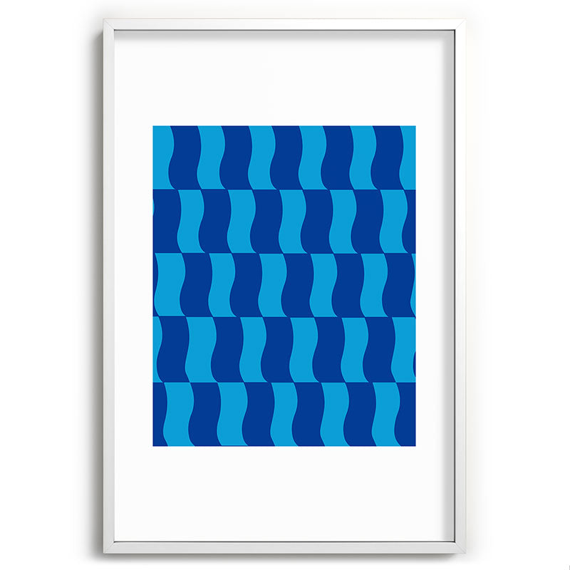Cobalt Sky Wavy Blocks Framed Art Print Gallery Image 110