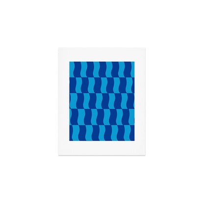 Cobalt Sky Wavy Blocks Art Print Gallery Image 1