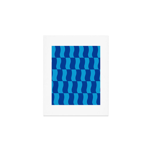 Cobalt Sky Wavy Blocks Art Print Gallery Image 1