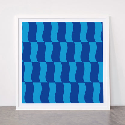 Cobalt Sky Wavy Blocks Framed Art Print Gallery Image 87