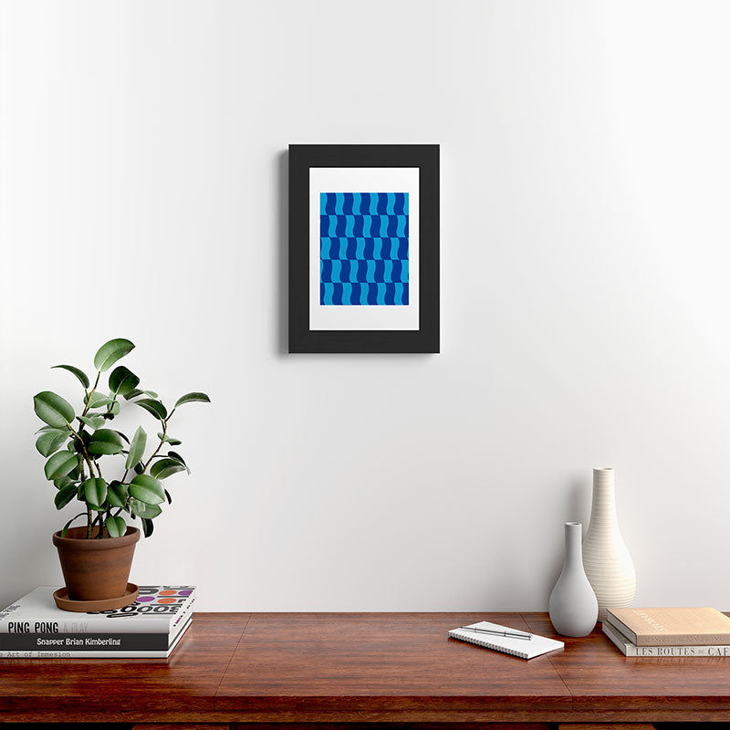 Cobalt Sky Wavy Blocks Framed Art Print Gallery Image 42