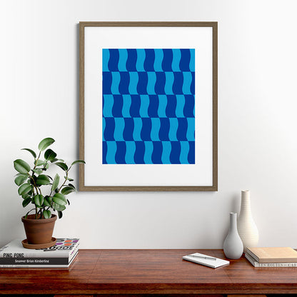Cobalt Sky Wavy Blocks Framed Art Print Gallery Image 58