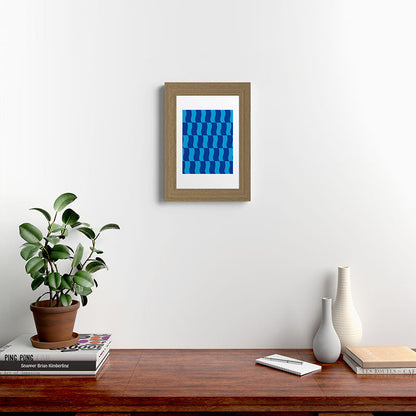 Cobalt Sky Wavy Blocks Framed Art Print Gallery Image 52