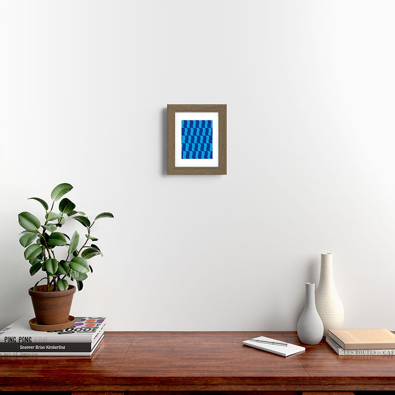 Cobalt Sky Wavy Blocks Framed Art Print Gallery Image 49