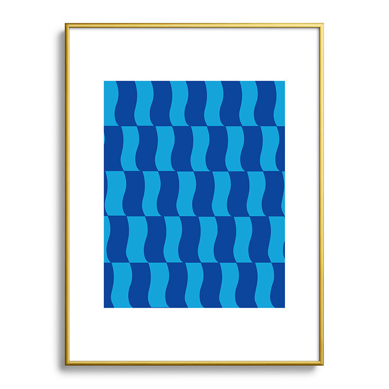 Cobalt Sky Wavy Blocks Framed Art Print Gallery Image 124