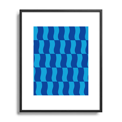 Cobalt Sky Wavy Blocks Framed Art Print Gallery Image 111