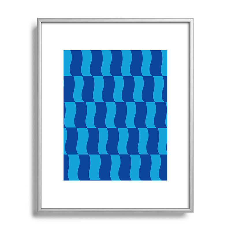 Cobalt Sky Wavy Blocks Framed Art Print Gallery Image 129