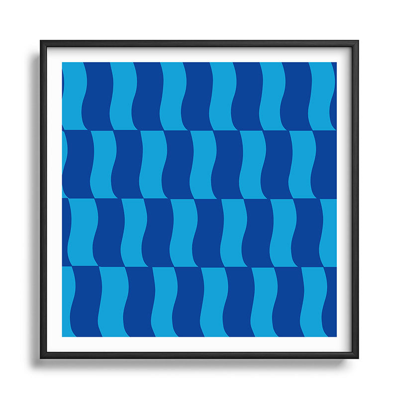 Cobalt Sky Wavy Blocks Framed Art Print Gallery Image 122