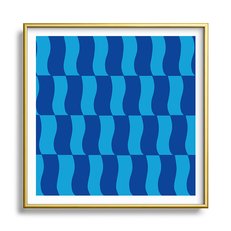 Cobalt Sky Wavy Blocks Framed Art Print Gallery Image 133
