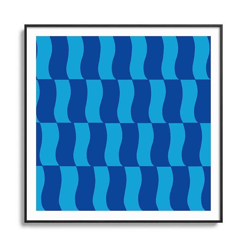 Cobalt Sky Wavy Blocks Framed Art Print Gallery Image 126