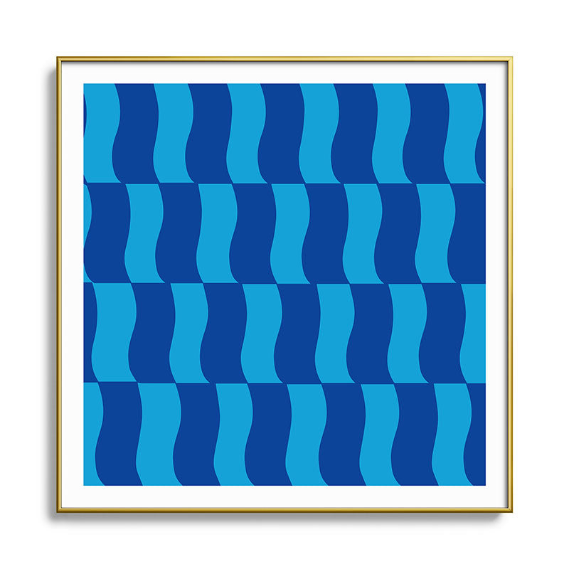 Cobalt Sky Wavy Blocks Framed Art Print Gallery Image 136