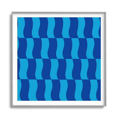 Cobalt Sky Wavy Blocks Framed Art Print Gallery Image 141