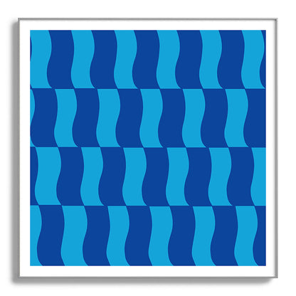 Cobalt Sky Wavy Blocks Framed Art Print Gallery Image 142