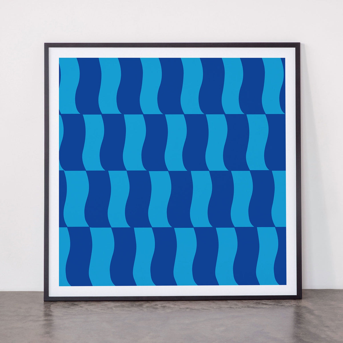Cobalt Sky Wavy Blocks Framed Art Print Gallery Image 11